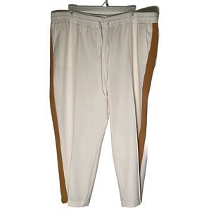 Lane Bryant Pant Size 26 Cream Perfect Drape Track Pant‎ Side Stripe Pull On NEW